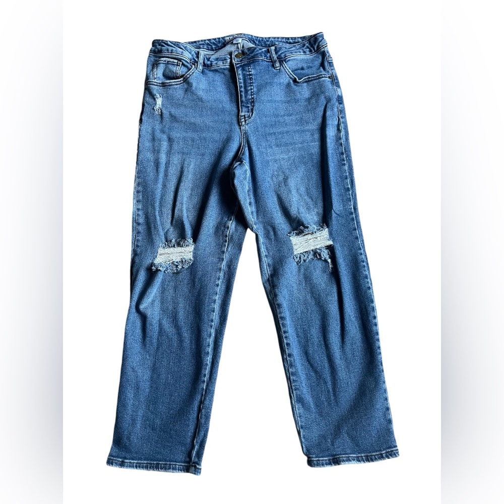 Ripped Denim Boyfriend Jeans